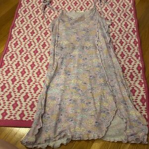 LoveShackFancy Asymmetrical Pastel Floral Dress